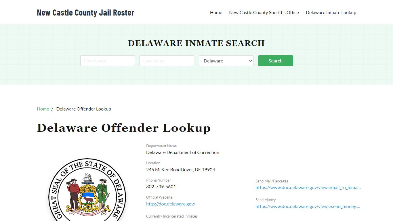 Delaware Inmate Search, Jail Rosters